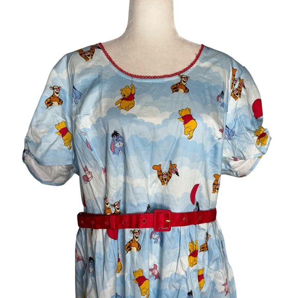 Disney Winnie The Pooh Loungefly Stitch Shoppe Dress Size 3XL Blue Belted Zipper - Picture 2 of 11